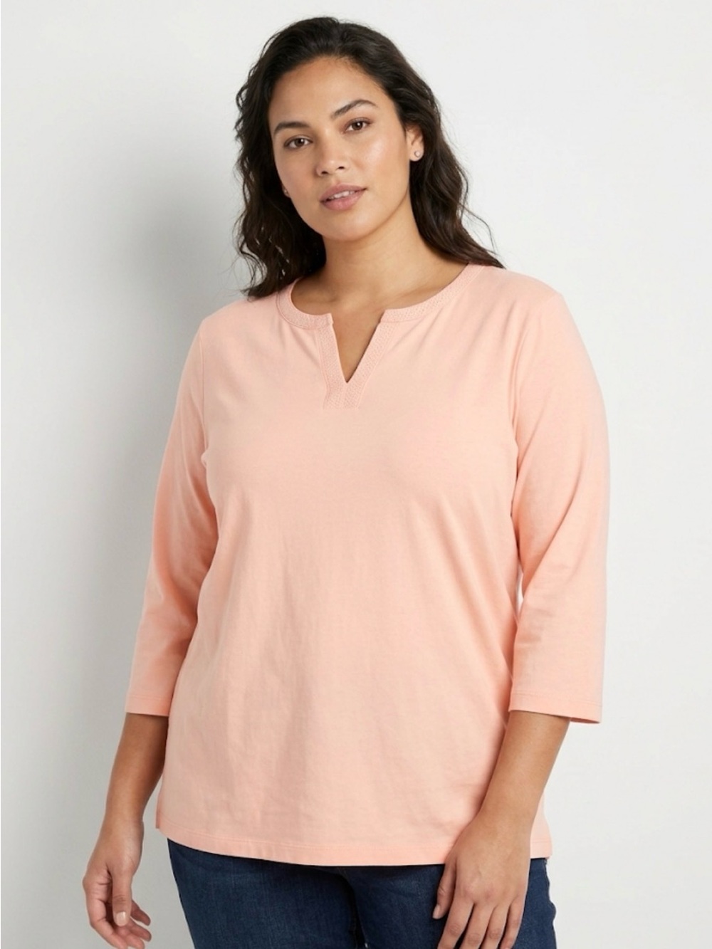 L.L. Bean Split-Neck 3/4 Sleeve Top